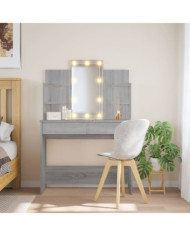 Coiffeuse avec lumières LED sonoma gris 96x40x142 cm | Mobilier & Déco