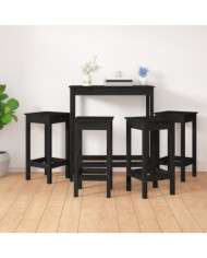 Ensemble de bar 5 pcs Noir Bois de pin massif | Mobilier & Déco
