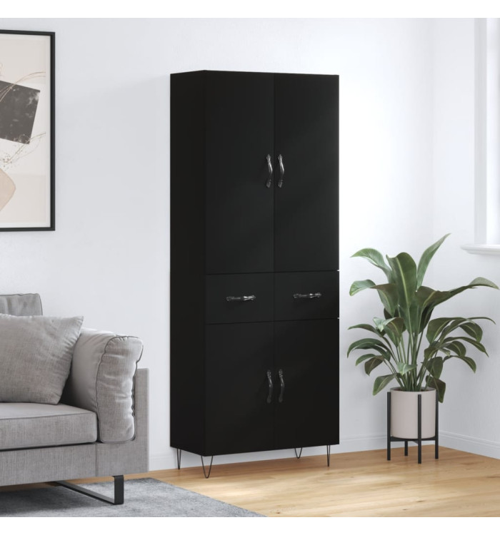 Buffet haut Noir 69,5x34x180 cm Bois d'ingénierie | Mobilier & Déco