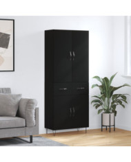 Buffet haut Noir 69,5x34x180 cm Bois d'ingénierie | Mobilier & Déco