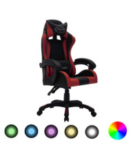 Fauteuil de jeux vidéo avec LED RVB Bordeaux et noir Similicuir | Mobilier & Déco