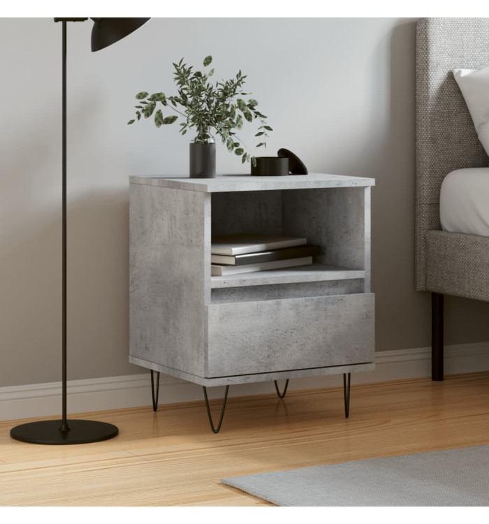 Table de chevet gris béton 40x35x50 cm bois d’ingénierie | Mobilier & Déco