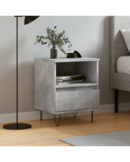 Table de chevet gris béton 40x35x50 cm bois d’ingénierie | Mobilier & Déco