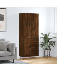 Buffet haut Chêne marron 69,5x34x180 cm Bois d'ingénierie | Mobilier & Déco