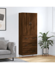 Buffet haut Chêne marron 69,5x34x180 cm Bois d'ingénierie | Mobilier & Déco