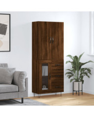 Buffet haut Chêne marron 69,5x34x180 cm Bois d'ingénierie | Mobilier & Déco