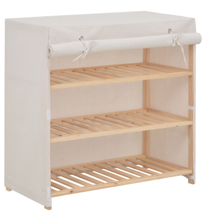 Armoire à chaussures avec housse Blanc 79x40x80 cm Tissu | Mobilier & Déco