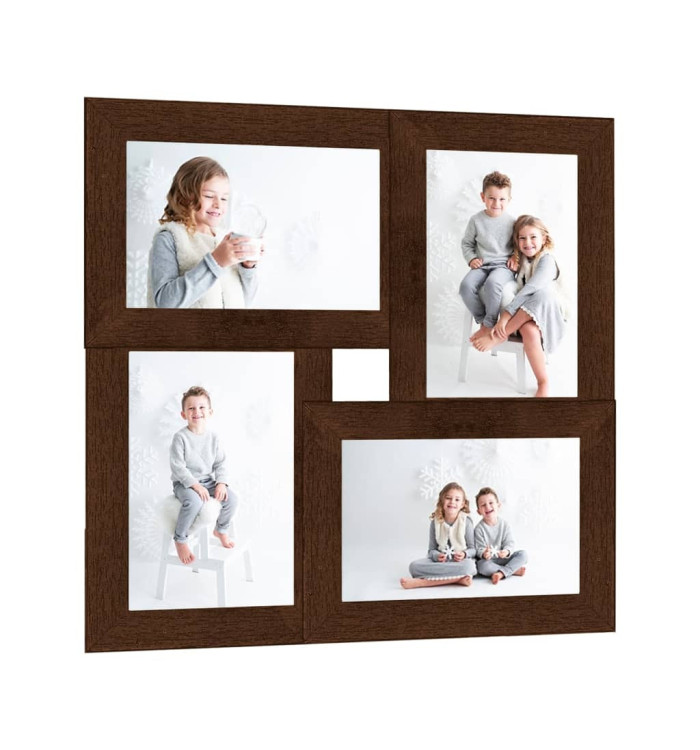 Collage de cadres photo pour photo de 4x(10x15 cm) Marron MDF | Mobilier & Déco