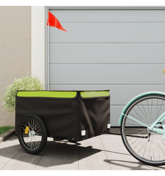 Remorque de vélo noir et vert 45 kg fer | Mobilier & Déco