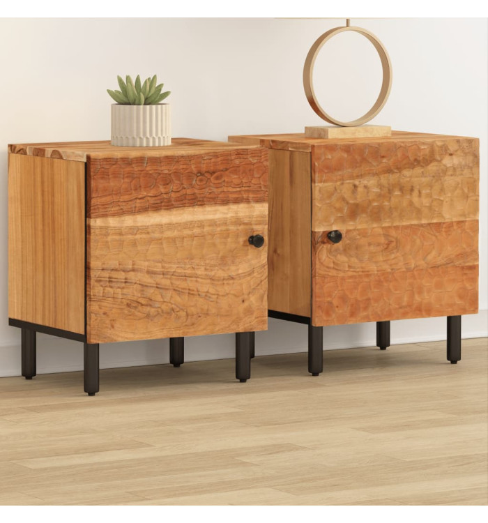Tables de chevet 2 pcs 40x33x46 cm Bois d'acacia massif | Mobilier & Déco