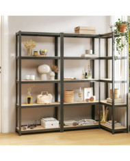 Étagères à 5 niveaux 3pcs Anthracite Acier et bois d'ingénierie | Mobilier & Déco