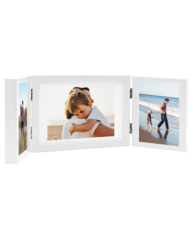 Cadre photo dépliable Blanc 28x18 cm+2x(13x18 cm) | Mobilier & Déco