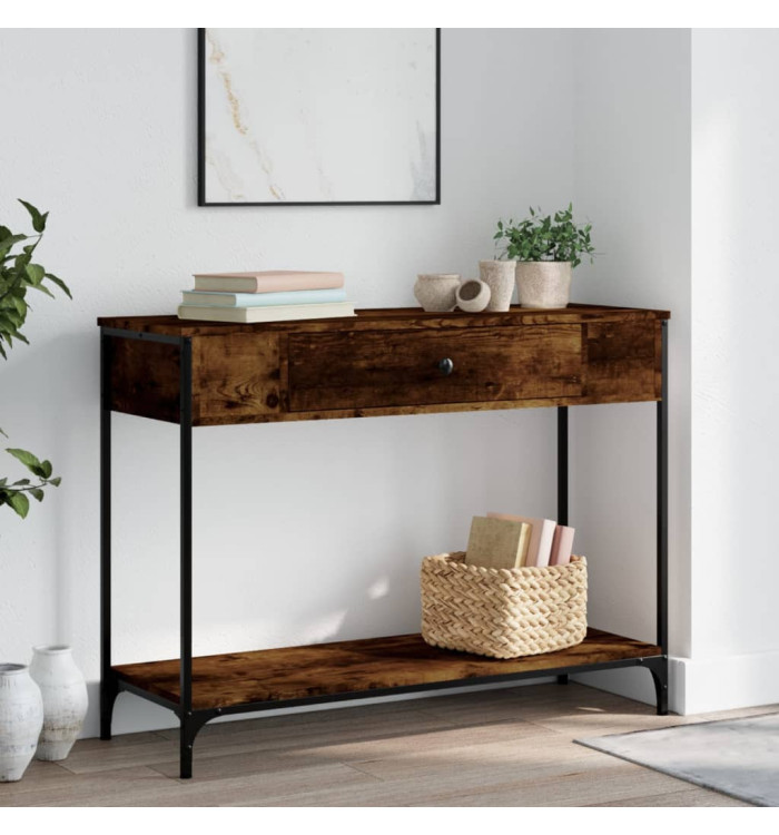 Table console chêne fumé 100x34,5x75 cm bois d'ingénierie | Mobilier & Déco