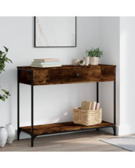 Table console chêne fumé 100x34,5x75 cm bois d'ingénierie | Mobilier & Déco