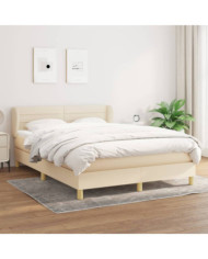 Sommier à lattes de lit avec matelas Crème 140x190 cm Tissu | Mobilier & Déco