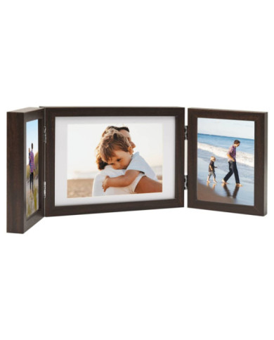 Cadre photo dépliable Marron foncé 28x18 cm+2x(13x18 cm) | Mobilier & Déco
