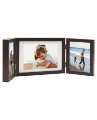 Cadre photo dépliable Marron foncé 28x18 cm+2x(13x18 cm) | Mobilier & Déco