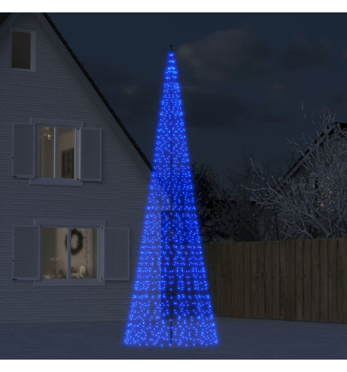 Sapin de Noël à LED sur mât de drapeau 1534 LED bleu 500 cm | Mobilier & Déco