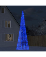 Sapin de Noël à LED sur mât de drapeau 1534 LED bleu 500 cm | Mobilier & Déco