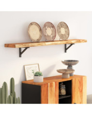 Étagère murale rectangulaire massif acacia bordure assortie | Mobilier & Déco