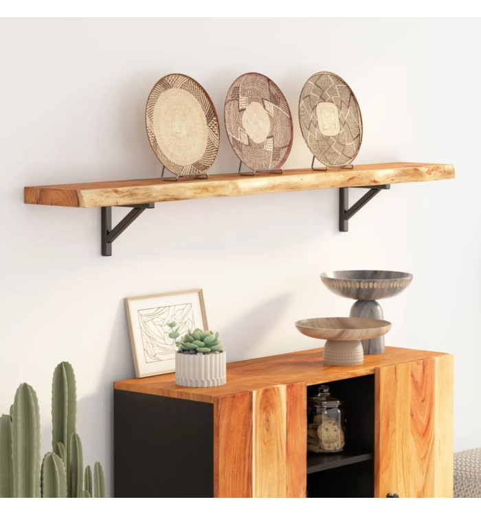 Étagère murale rectangulaire massif acacia bordure assortie | Mobilier & Déco