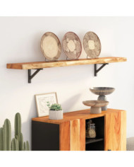 Étagère murale rectangulaire massif acacia bordure assortie | Mobilier & Déco