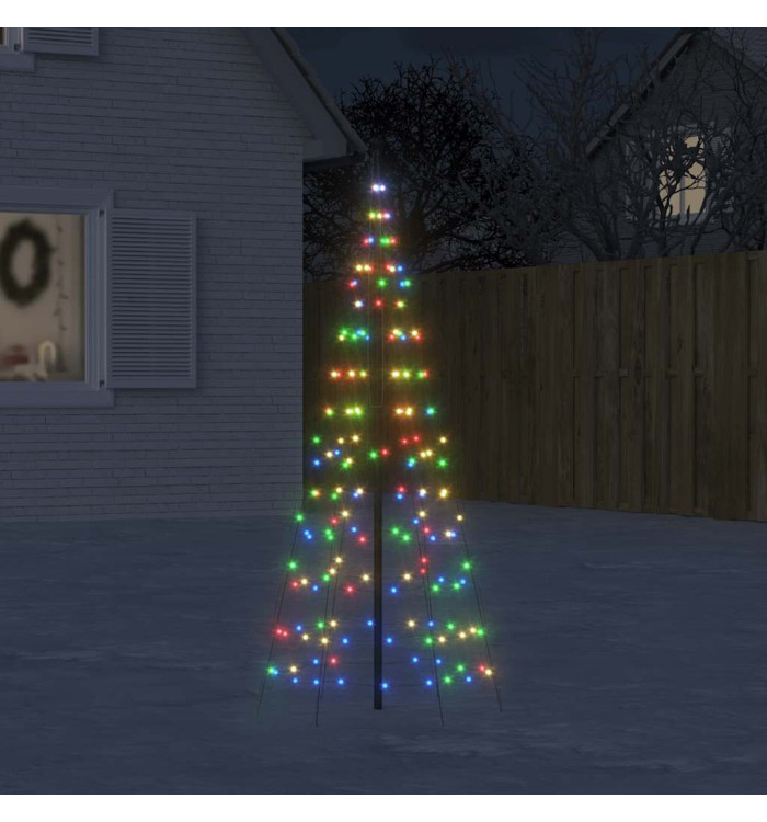 Sapin de Noël à LED sur mât de drapeau 200 LED coloré 180 cm | Mobilier & Déco