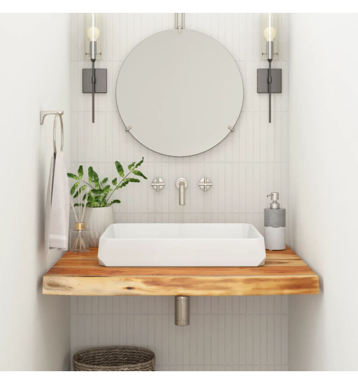 Comptoir de salle de bain 60x60x2,5 cm carré bois massif acacia | Mobilier & Déco