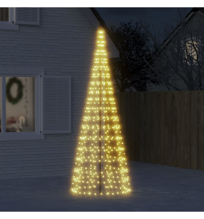 Sapin de Noël à LED sur mât de drapeau 550 LED blanc 300 cm | Mobilier & Déco