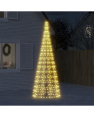 Sapin de Noël à LED sur mât de drapeau 550 LED blanc 300 cm | Mobilier & Déco