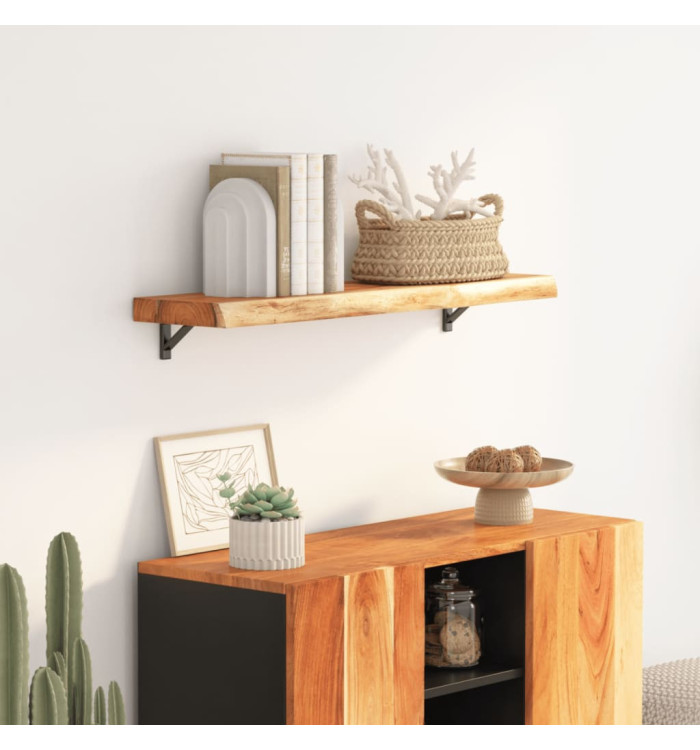 Étagère murale rectangulaire massif acacia bordure assortie | Mobilier & Déco