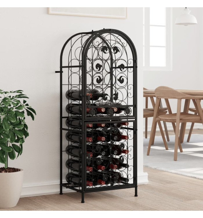 Casier à bouteilles 41 bouteilles noir 45x36x120 cm fer forgé | Mobilier & Déco