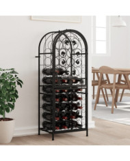 Casier à bouteilles 41 bouteilles noir 45x36x120 cm fer forgé | Mobilier & Déco