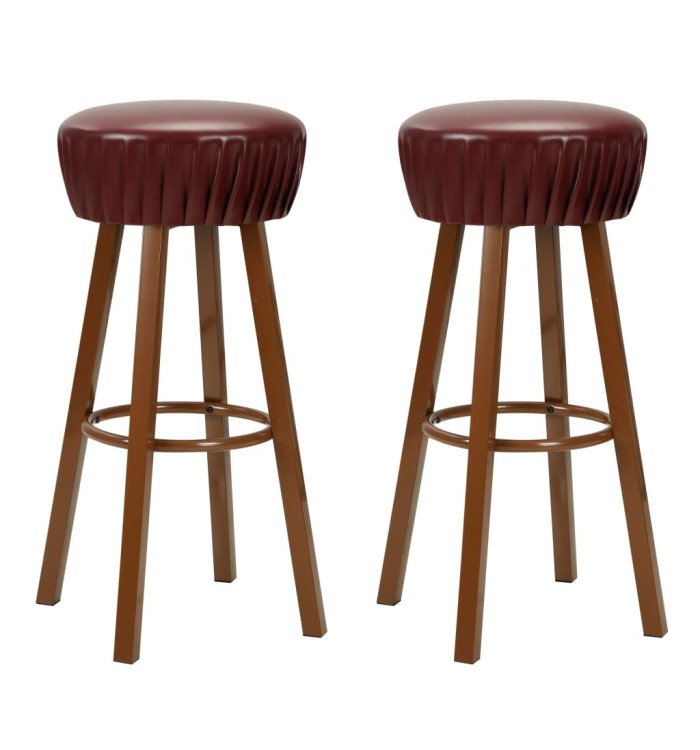 Chaises de bar lot de 2 marron similicuir | Mobilier & Déco