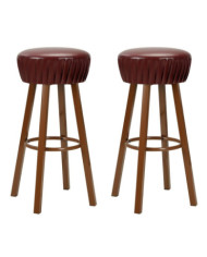 Chaises de bar lot de 2 marron similicuir | Mobilier & Déco
