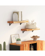Étagère murale rectangulaire massif acacia bordure assortie | Mobilier & Déco