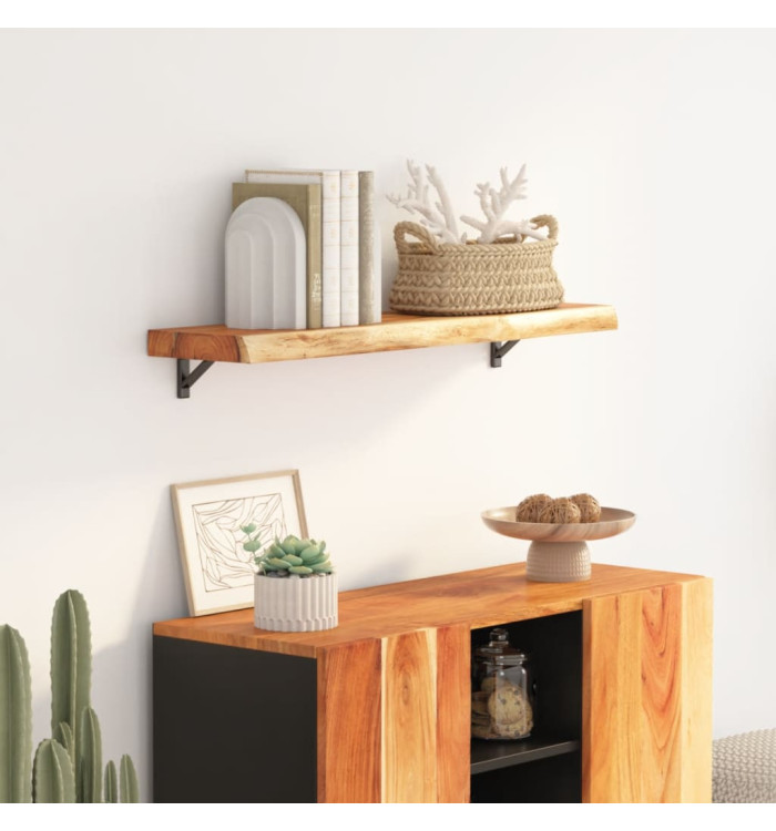 Étagère murale rectangulaire massif acacia bordure assortie | Mobilier & Déco