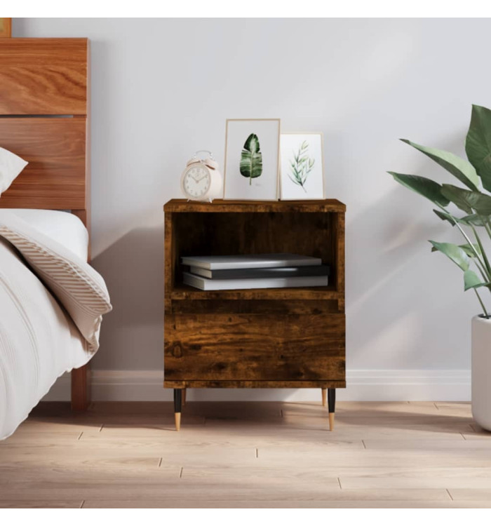 Table de chevet chêne fumé 40x35x50 cm bois d’ingénierie | Mobilier & Déco