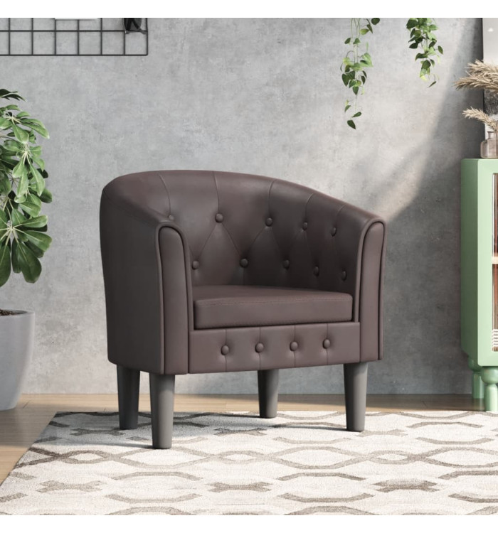 Chaise cabriolet marron similicuir | Mobilier & Déco