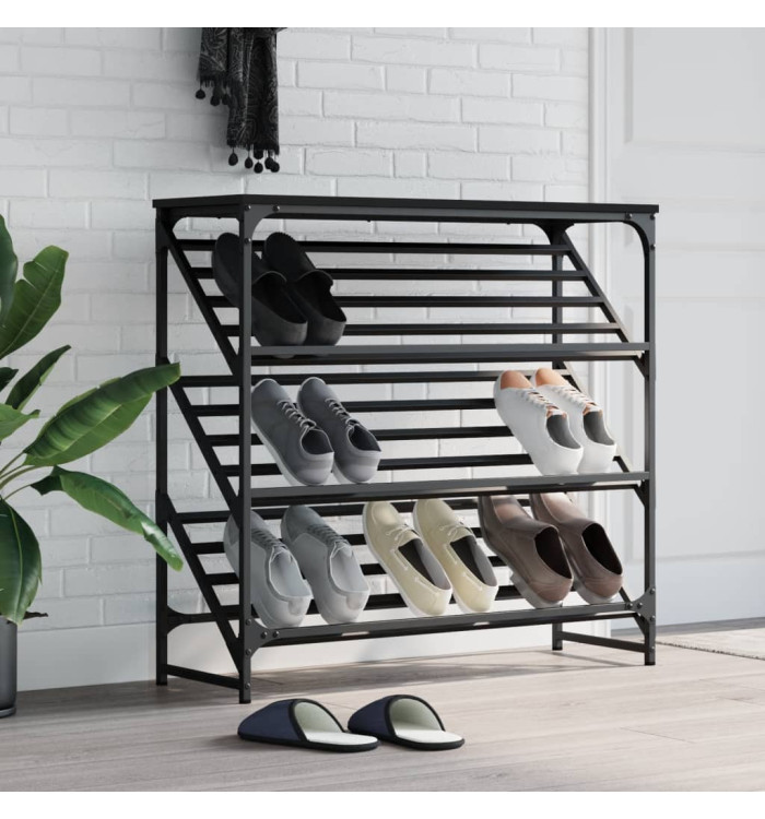 Étagère à chaussures noir 90x30x85 cm bois d'ingénierie | Mobilier & Déco