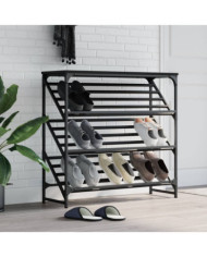 Étagère à chaussures noir 90x30x85 cm bois d'ingénierie | Mobilier & Déco