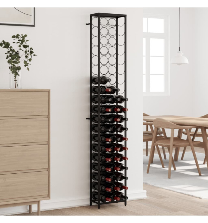 Casier à bouteilles de 57 bouteilles noir 34x18x200cm fer forgé | Mobilier & Déco