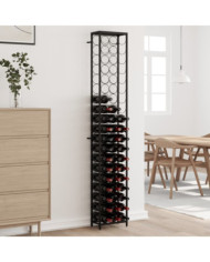 Casier à bouteilles de 57 bouteilles noir 34x18x200cm fer forgé | Mobilier & Déco