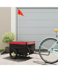 Remorque de vélo noir et rouge 30 kg fer | Mobilier & Déco