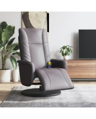 Fauteuil inclinable de massage repose-pieds gris similicuir | Mobilier & Déco