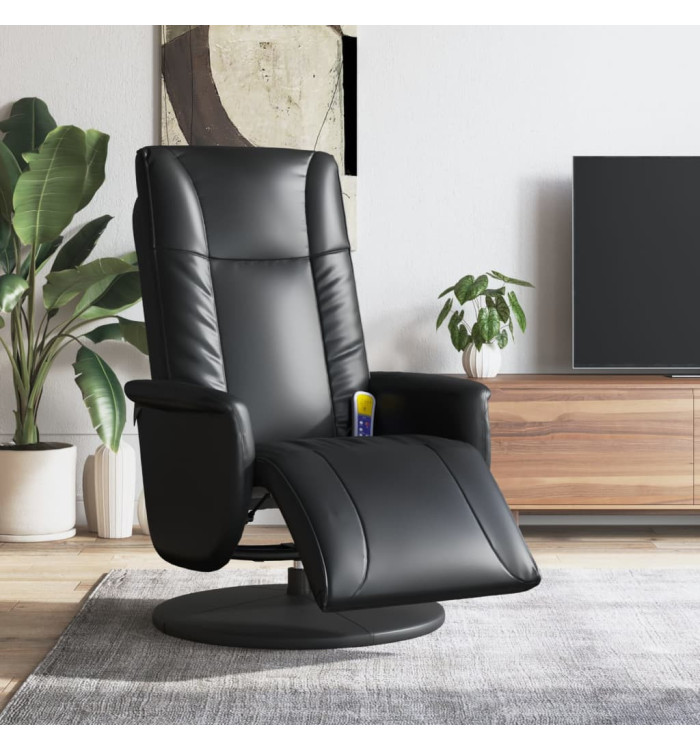 Fauteuil inclinable de massage repose-pieds noir similicuir | Mobilier & Déco