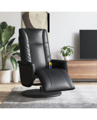 Fauteuil inclinable de massage repose-pieds noir similicuir | Mobilier & Déco