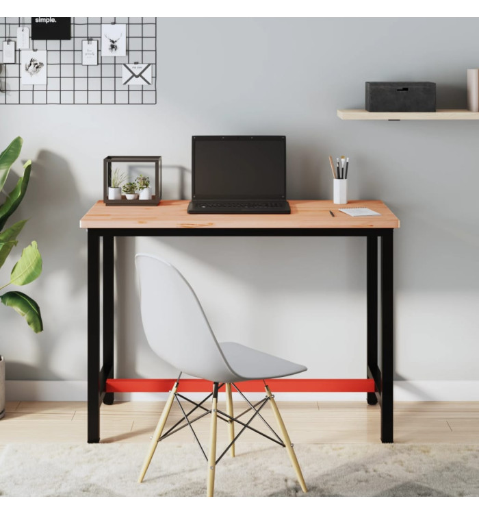 Établi 115x55x81,5 cm bois massif de hêtre et métal | Mobilier & Déco