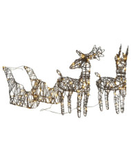 Décoration de Noël renne et traîneau 160 LED blanc chaud rotin | Mobilier & Déco