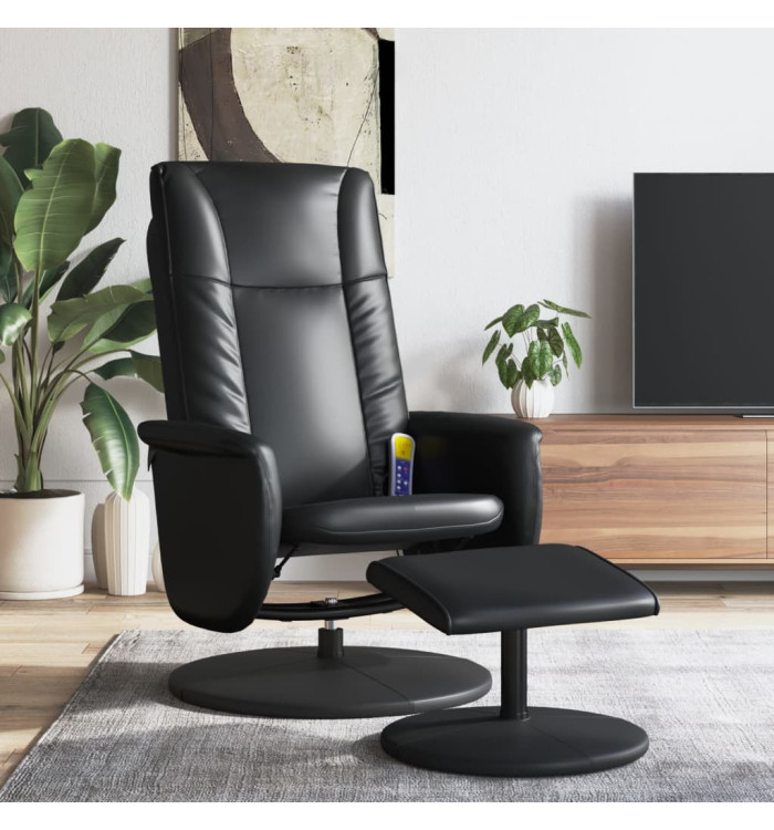 Fauteuil inclinable de massage avec repose-pied noir similicuir | Mobilier & Déco
